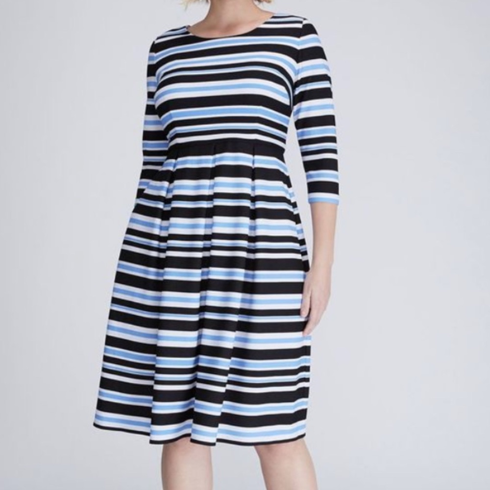 NEW Lane Bryant Womens Size 26 Striped Double Knit Fit Flare Dress Jigsaw